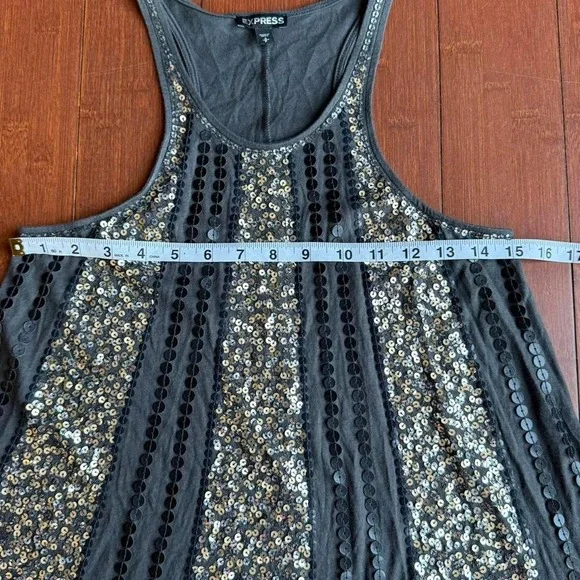 Express Gray Sequin Tank Top - Picture 6 of 7